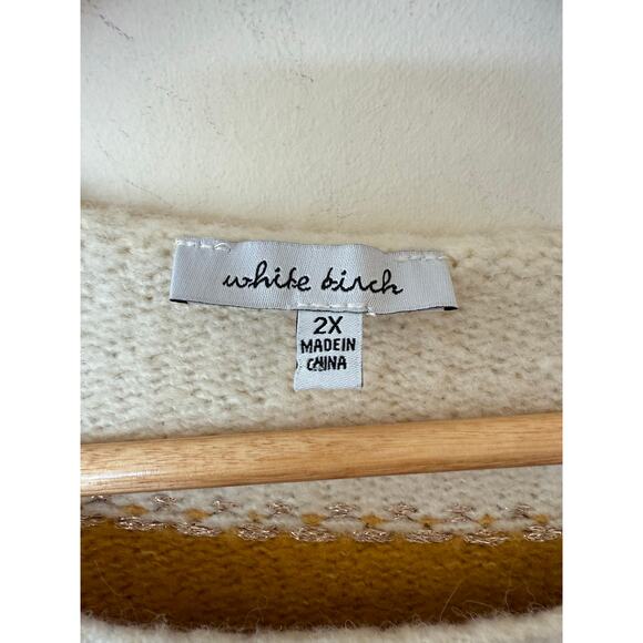 White Birch Sweater Womens 2X Multicolor Striped Knit Cozy Winter Drop Shoulder - Picture 4 of 8